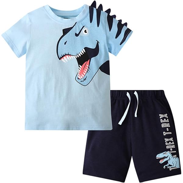 UUAISSO Ensemble de vêtements d'été pour bébé garçon avec imprimé dinosaure et short à manches courtes, BLANC, 3-6 Months