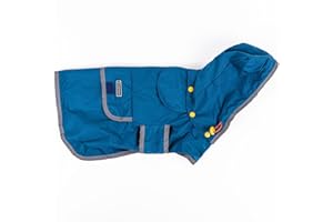 Wilderdog Dog Jacket Waterproof Raincoat with Breathable Interior, Removable Hood, Torso Strap, Secure Closures, Back Pocket and Two Hanging Loops, Foldable into Back Pocket