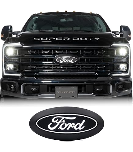 Pair Of 2005-2010 Ford Super Duty Power Stroke Turbo Diesel V8 Emblems – Black Red Chrome