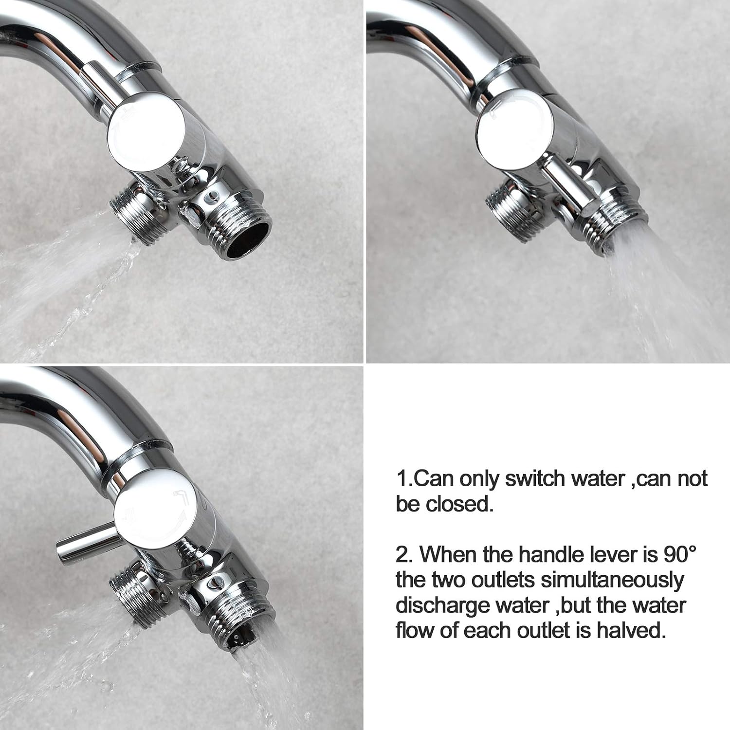 Tecmolog Shower Adaptor G1/2 Brass Diverter Valve for Hand Shower and Fixed Spray Head Chrome, G1/2 inch - Image 4