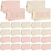 Cunno 24 Pcs Preppy Makeup Bag PU Leather Cosmetic Bag Makeup Pouch Plain Cosmetic Pouch Waterproof Toiletry Bags for Traveling Preppy Travel Purse Cosmetic Organizer