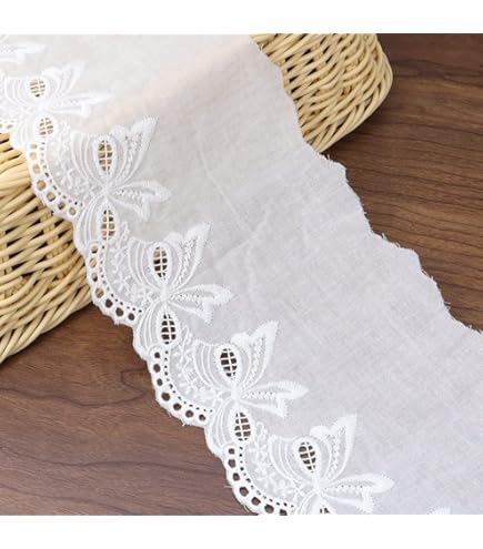 Cinta Encaje Blanco 70mm Cinta O Borde De Encaje Blanco Para Manualidades, Costura O Decoración - 70mm De Ancho (#549) Encajes Y Puntillas