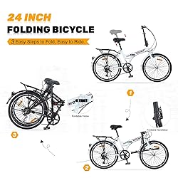 BALINGE 24" Folding City Bikes Steel Frame 7 Speed