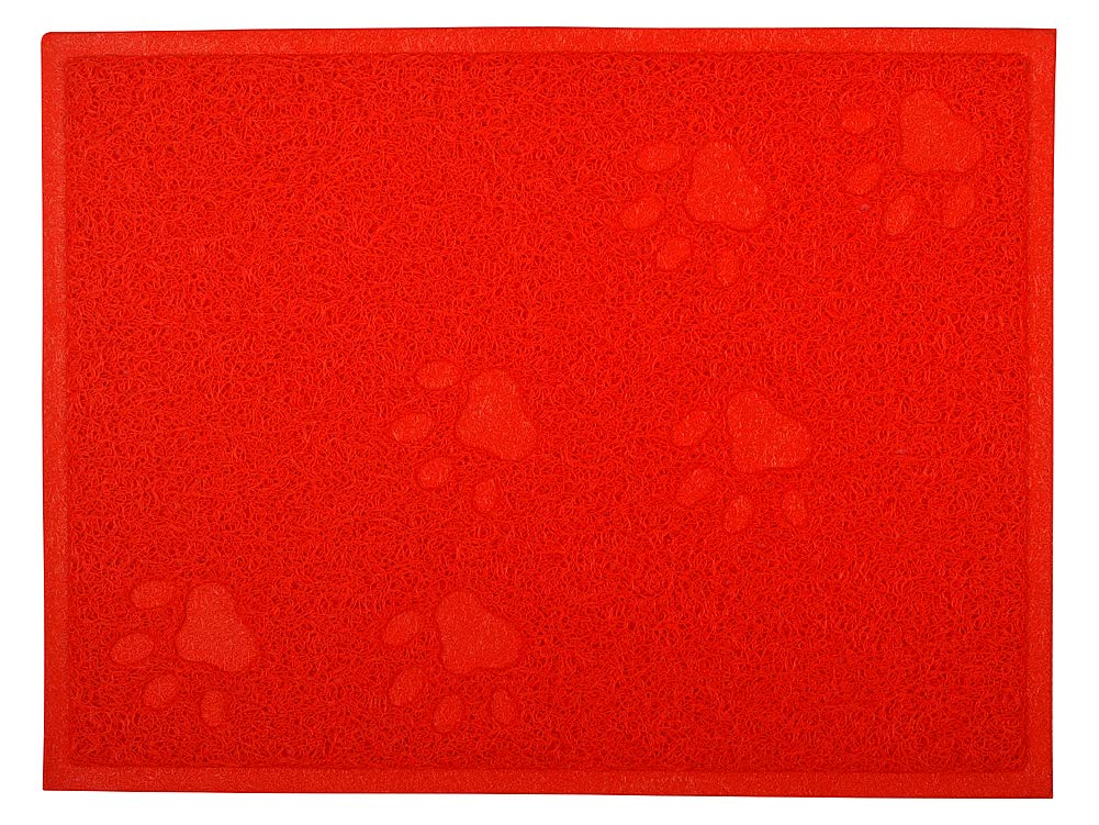 DM Cat Litter Tray Debris Catcher Mat,Pet Feeding Placemat,40x30 cm,6 Colours Available (Red)