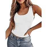Zeagoo Women's Double Lined Square Neck Tank Top Sleeveless Basic Crop Tops Trendy Going Out Tops