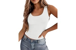 Zeagoo Women's Double Lined Square Neck Tank Top Sleeveless Basic Crop Tops Trendy Going Out Tops