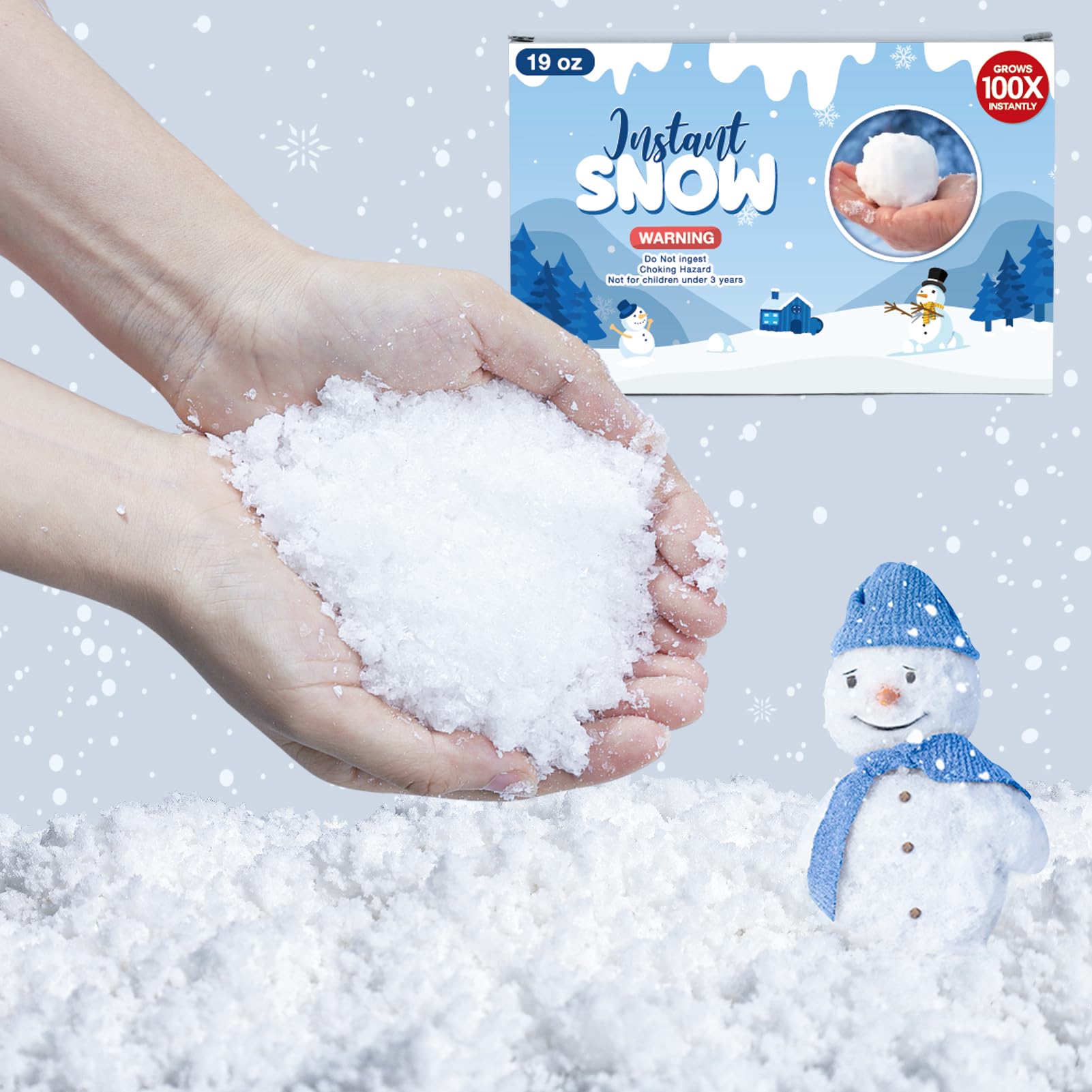 Photo 1 of RGQSUN 19 Ounces Instant Snow Powder Artificial Instant Snow,Fluffy Fake Snow Decoration Snow Sensory Play for Cloud Slime,Snowball Fights,Christmas Decor,DIY,Crafts,Photography
