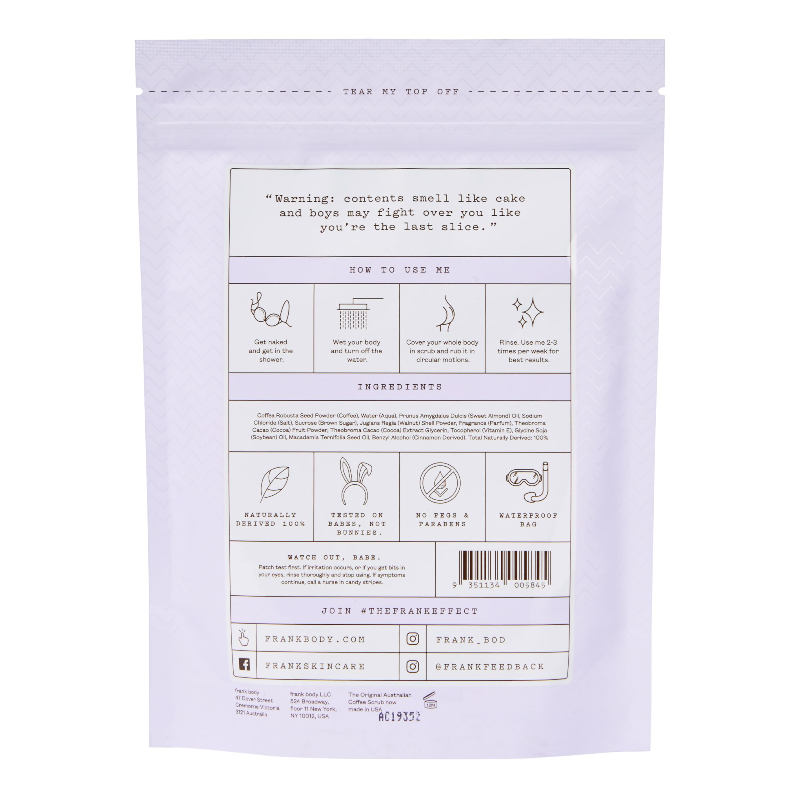 Frank Body Cacao Coffee Scrub | Natural, Vegan, Cruelty Free Exfoliating Body Scrub Smooths, Hydrates, and Nourishes Skin with Cacao Extract, Macadamia Oil, and Vitamins A, E, and D | 7.05 oz / 200 g