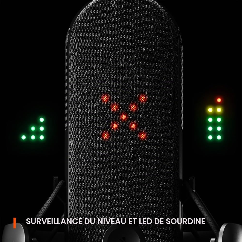 Microphone USB Alias pour PC - Capsule 3X Plus Grande pour Jouer, Streamer et podcaster - Logiciel Audio Sonar pour Streamers - Réduction du Bruit par IA - Support Amortisseur