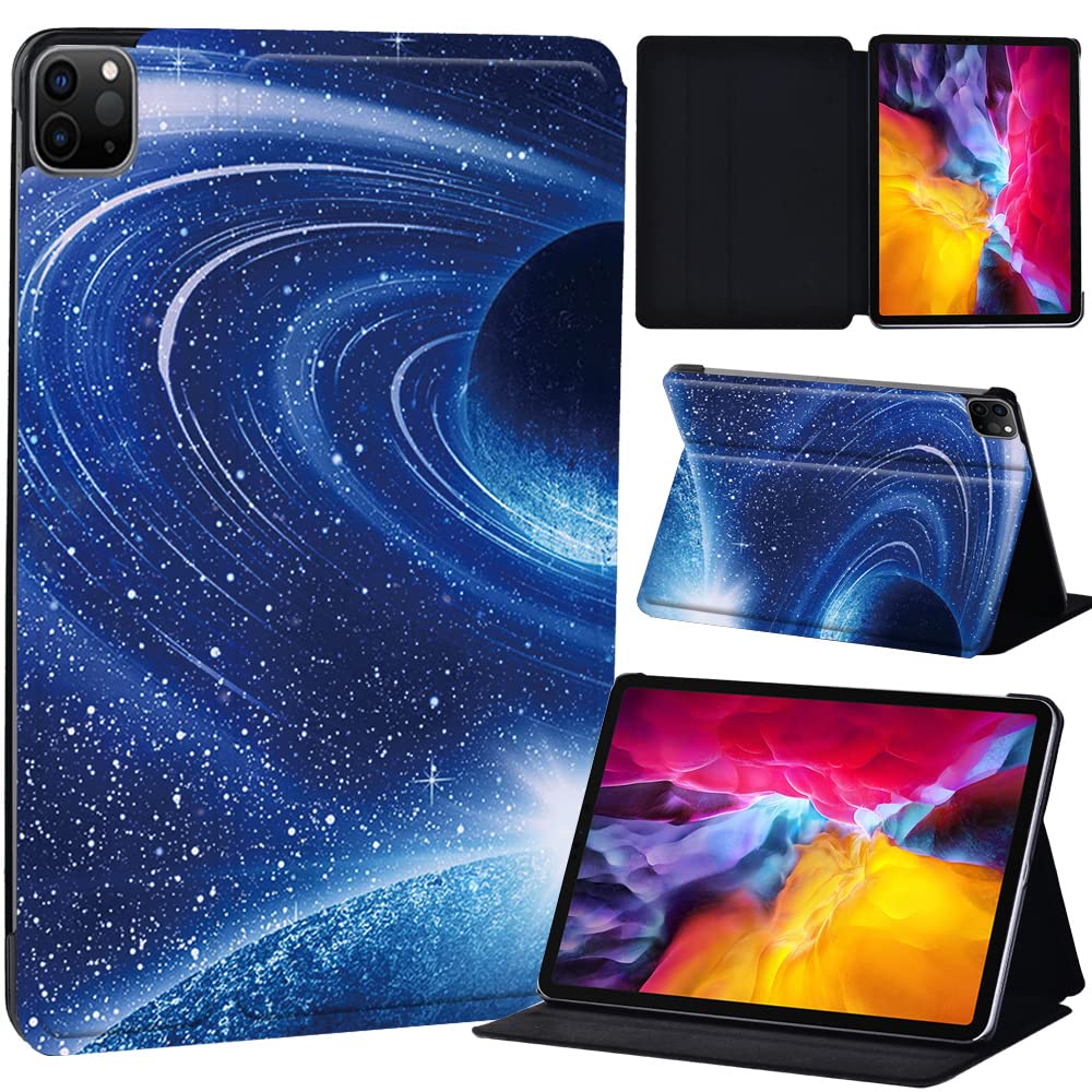 PU Leather + hard shell Ultra slim lightweight Folio Flip Tablet Stand Smart Cover Case Fit iPad Air 4 10.9" (2020) / iPad Pro 11" (2018 2020 2021) (blue planet)