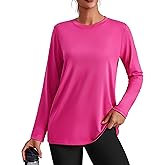 PINSPARK Workout Tops for Women Long Sleeve Yoga Shirts Crew Neck Athletic Top Loose Fit for Running Gym Hiking
