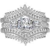 Luxury Wedding Ring Sets for Women 2CT Square AAAAA CZ White Gold Plated Engagement Ring Tungsten Wedding Band