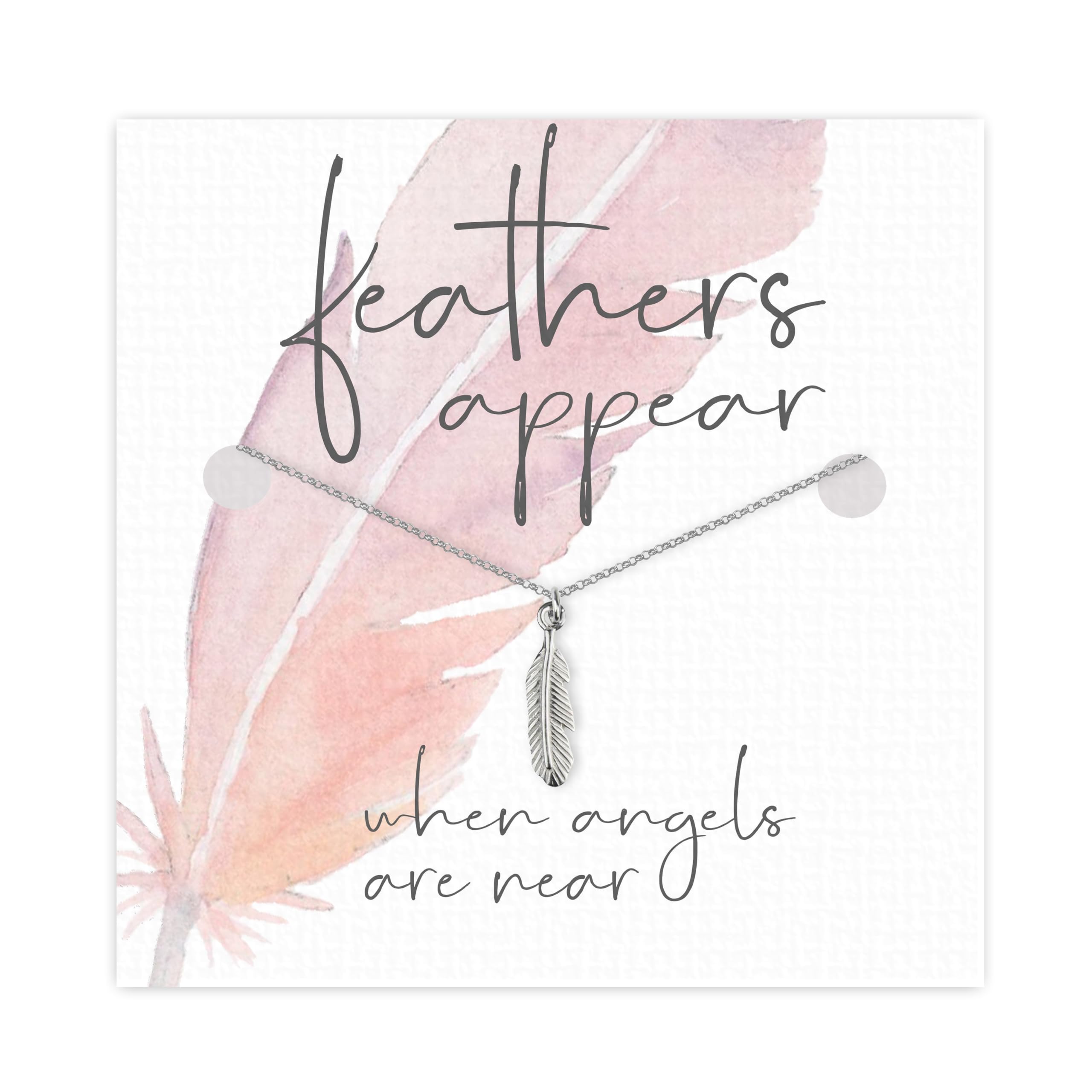 Purple Piglet Gifts Bereavement Gift For Friend Relative - Sterling Silver Feather Necklace - Feathers Appear When Angels Are Near - Sorry For Your Loss Keepsake