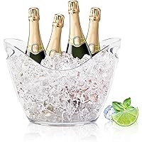 Klmnop Ice Bucket for Parties, 8L Large Capacity Acrylic Champagne Bucket for Cocktail Wine, Clear Beverage Tub, Wine Ice Buc