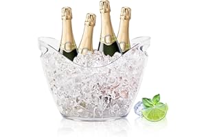 Klmnop Ice Bucket for Parties, 8L Large Capacity Acrylic Champagne Bucket for Cocktail Wine, Clear Beverage Tub, Wine Ice Buc