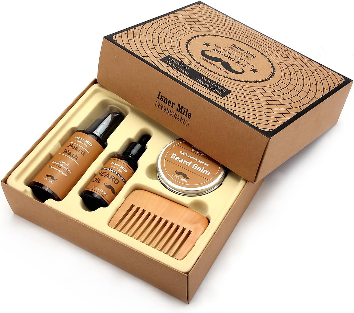 Beard Balm Kit for Men All Natural Friendly Organic Mustache Oil and Balm Plus Beard Comb (Beard Care Sets)