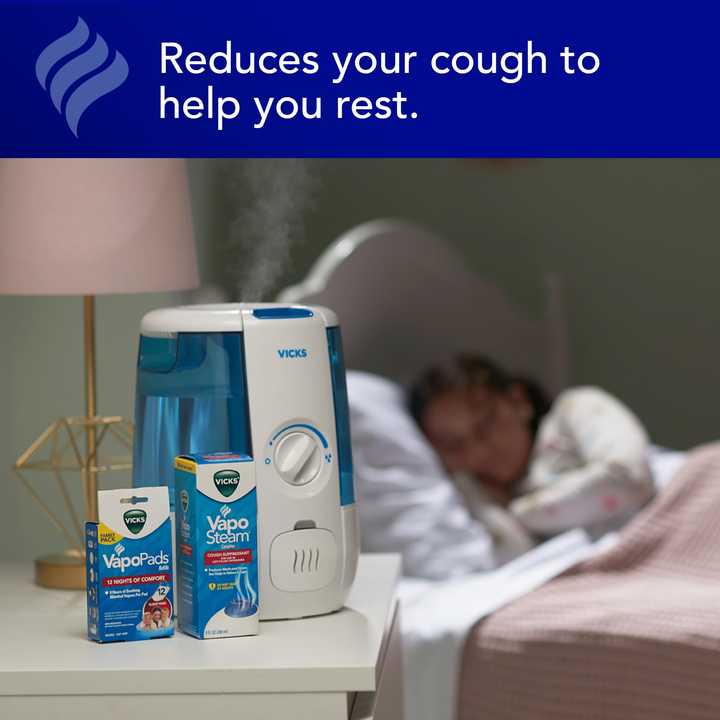 Vicks VapoSteam Medicated Liquid With Camphor, A Cough Suppressant, 8 Oz VapoSteam Liquid