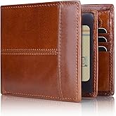 Swallowmall Mens Wallet Rfid Blocking Genuine Leather Bifold Wallets with 1 ID Window 15 Card Slots