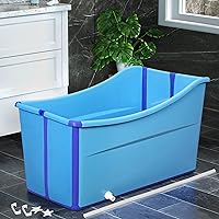 MAYQMAY Portable Bathtub, Foldable Bathtub, 360°Long-Lasting Lock Temperature Bathtub with Water-Plug, for Children、Teenagers