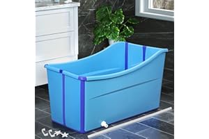 MAYQMAY Portable Bathtub, Foldable Bathtub, 360°Long-Lasting Lock Temperature Bathtub with Water-Plug, for Children、Teenagers