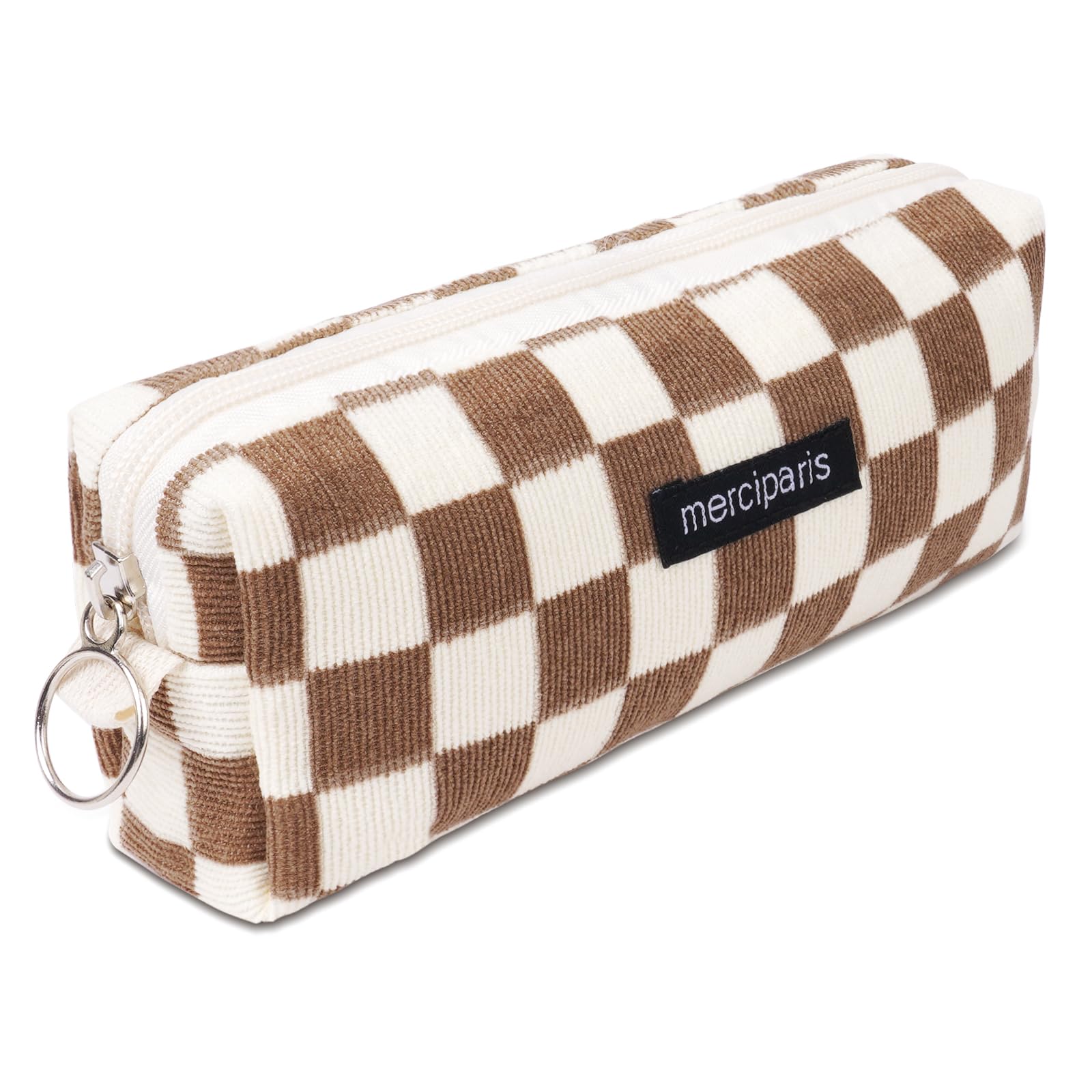 OFFCUP Pencil Case, Corduroy Pencil Pouch, Cute Stylish Simple Pen Bag with Practical Zip, Portable Makeup Bag Stationery Pouch for Teenage Boys Girls School College (Brown) — image 1