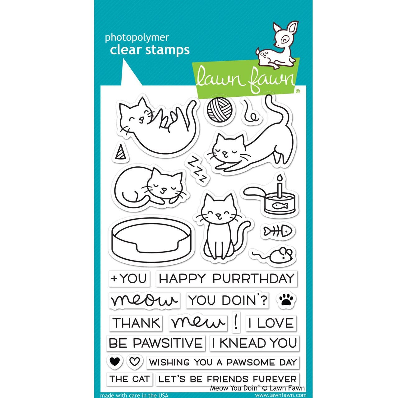 Lawn Fawn Meow You Doin' 4"x6" Clear Stamps LF1315