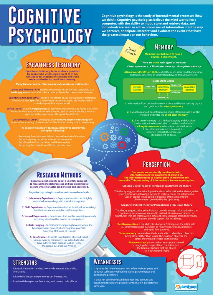 Daydream Education Cognitive Psychology | Psychology Posters | Gloss Paper measuring 850mm x 594mm (A1) | Psychology Charts for the Classroom | Education Charts