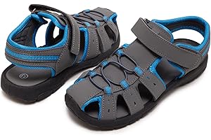 Skysole Boys Water Shoes, Rugged Closed Toe Back Strap Amphibian Sandals for Beach, Hiking & Outdoor Sports - Patterned/Solid