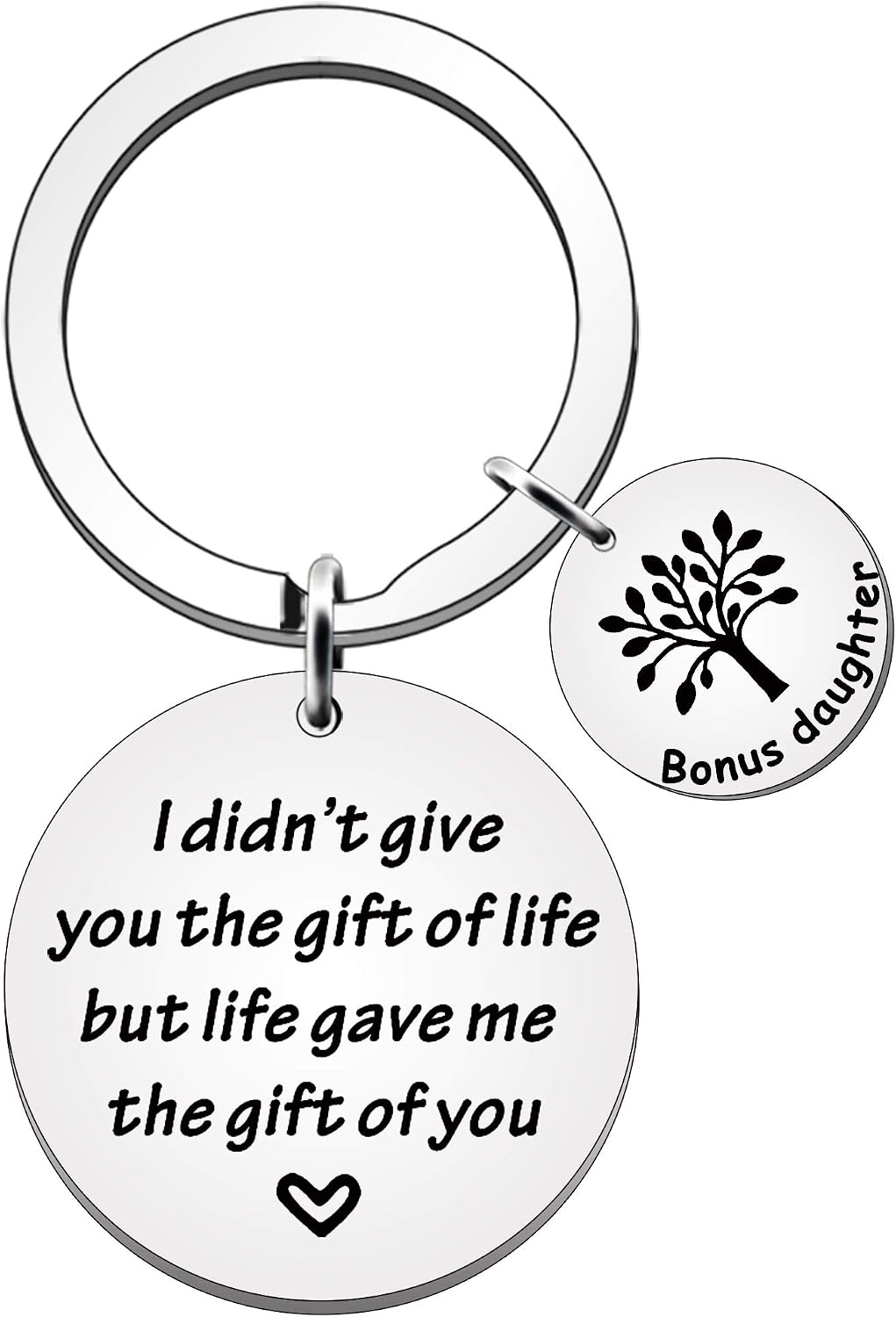 SMARGO Bonus Daughter Keyring Daughter in Law I Didn't Give You The Gift of Life Birthday Christmas for Step Daughter Family Tree Key Ring