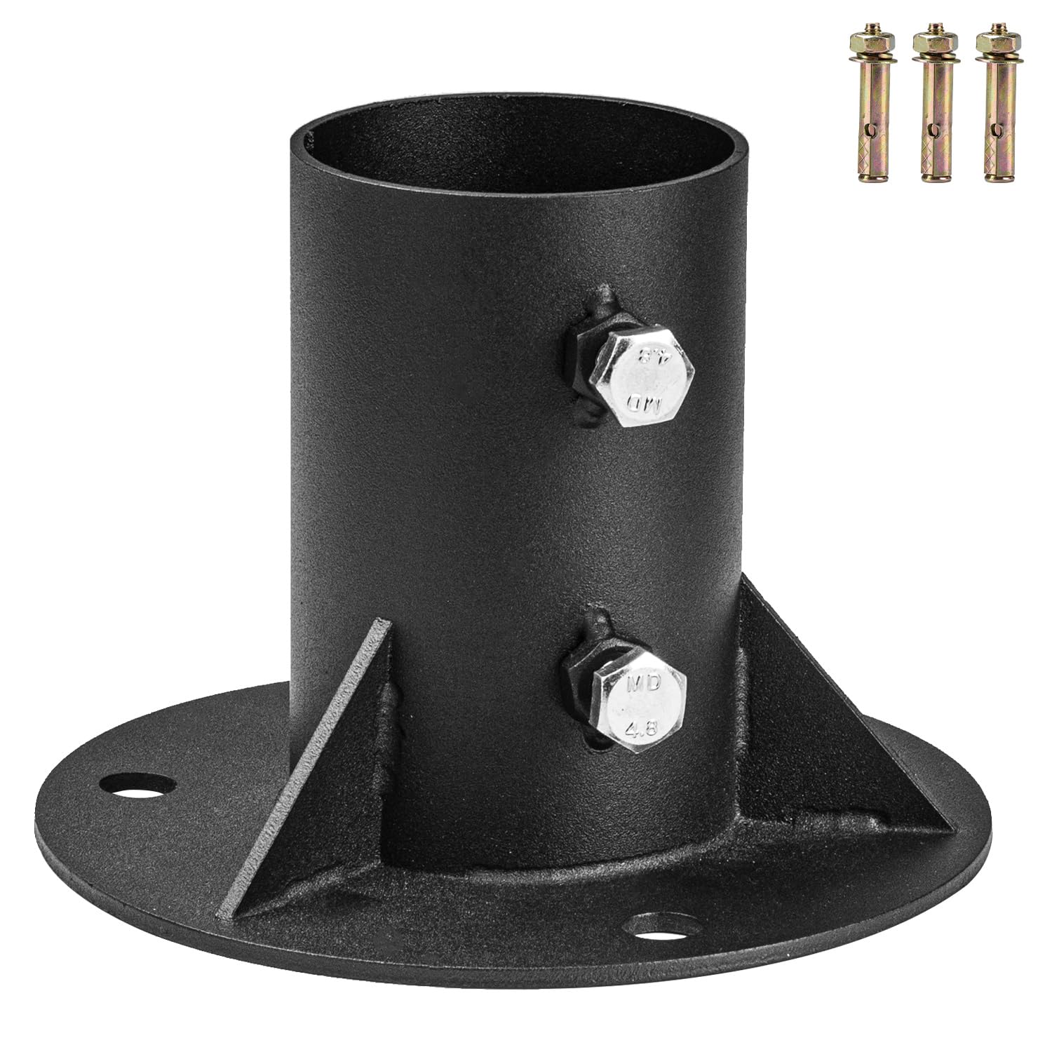 2 in/ 52mm Fence Post, Btowin VCF Chain Link Fence Pole Floor Flange Heavy Duty Post Base Bracket with Expansion Bolts and Screws for Mailbox Railing Fence Wood Post Brackets Deck Flag