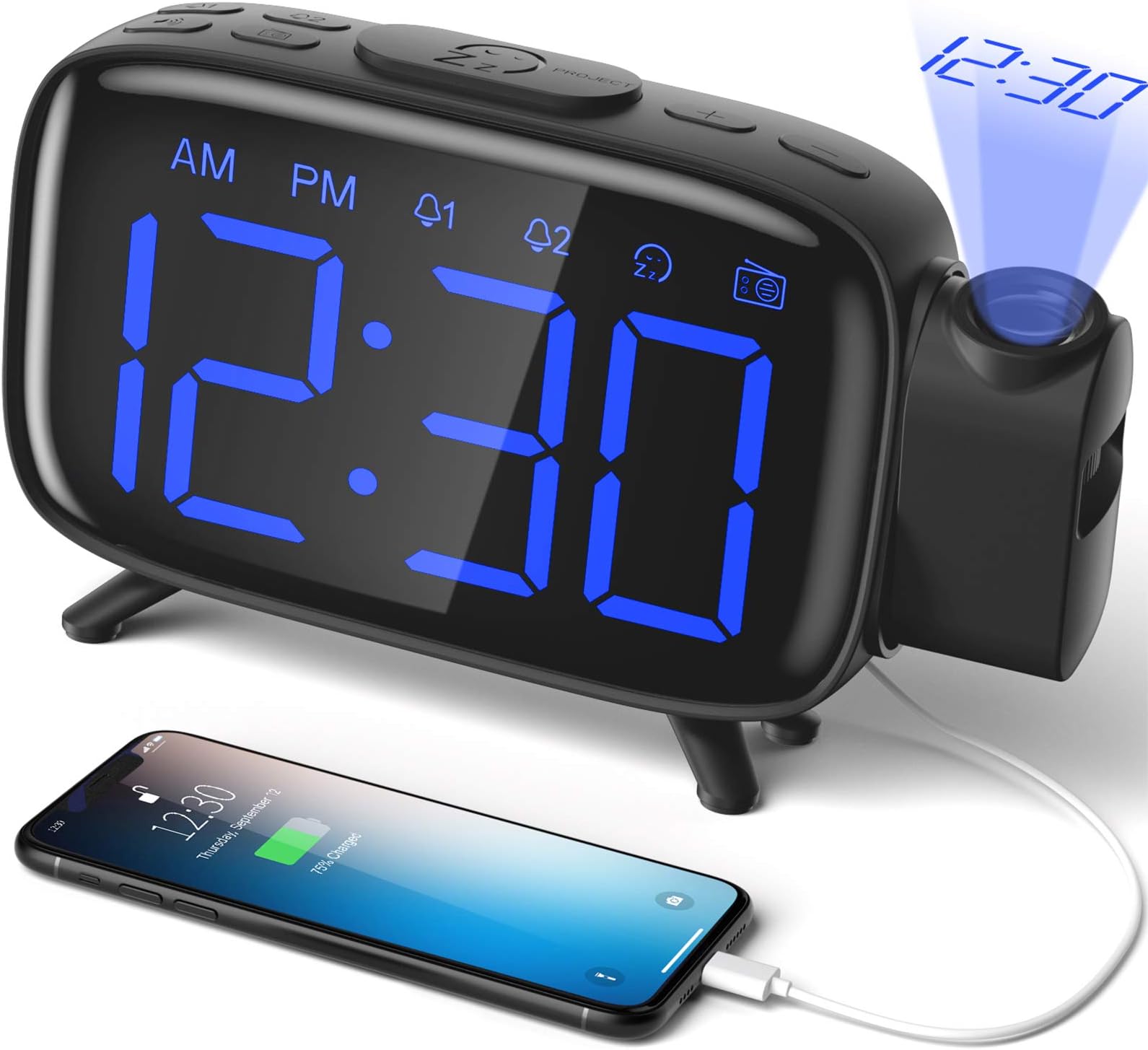 ELEHOT Direct Alarm Clock Projection Clock Digital with Power Adapter