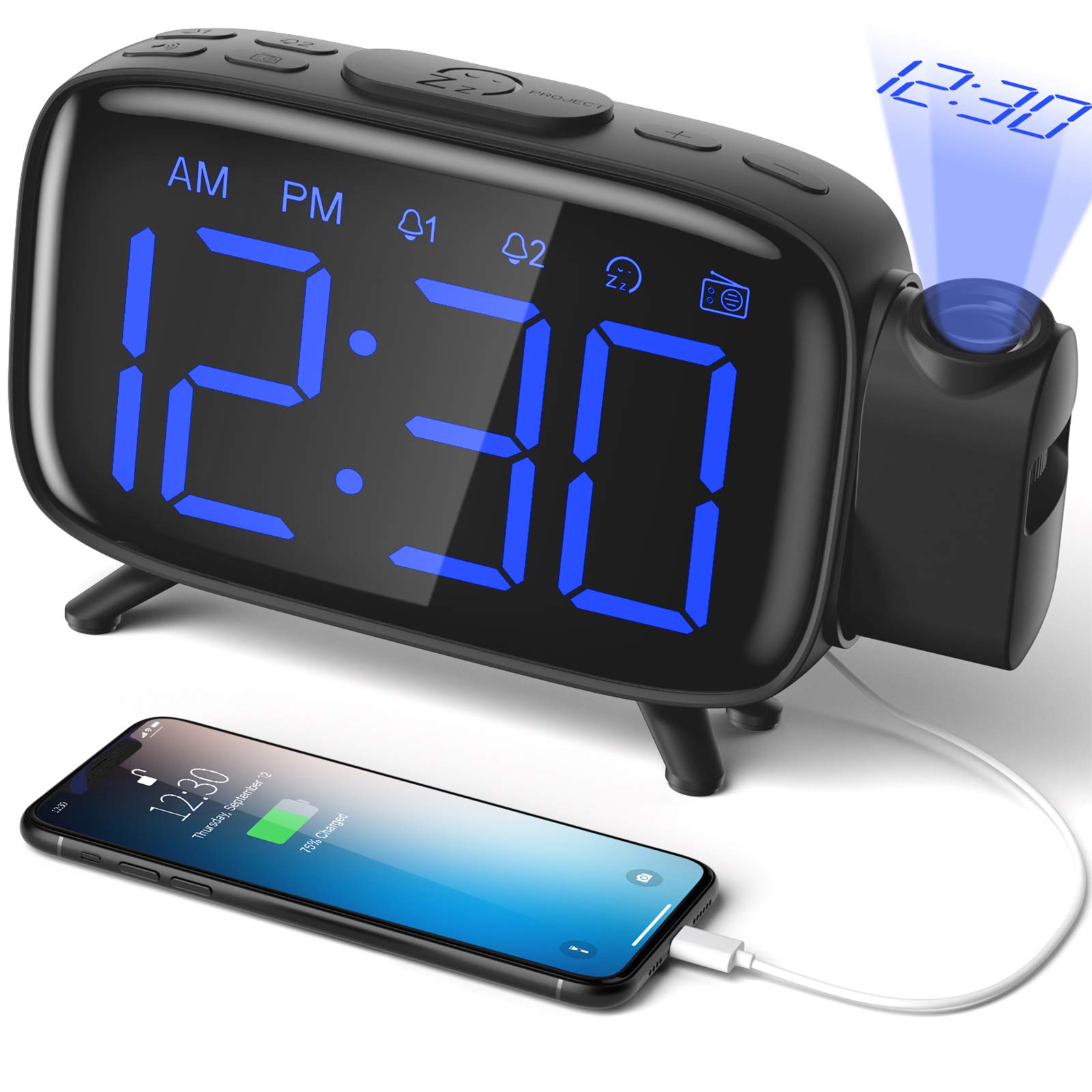 ELEHOT Direct Alarm Clock Projection Clock Digital with Power Adapter