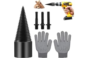 QBXMY7 32mm Firewood Splitting Drill Bit,Cone Firestarter Wood Splitting Log Drill Bit Tool,Firewood Splitting Drill Bit, Heavy Duty Electric Drill Screwdriver with Round/Hexagonal/Square/Handle/Glove