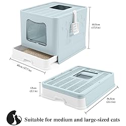 Bolux Foldable Cat Litter Box with Lid, Extra Large
