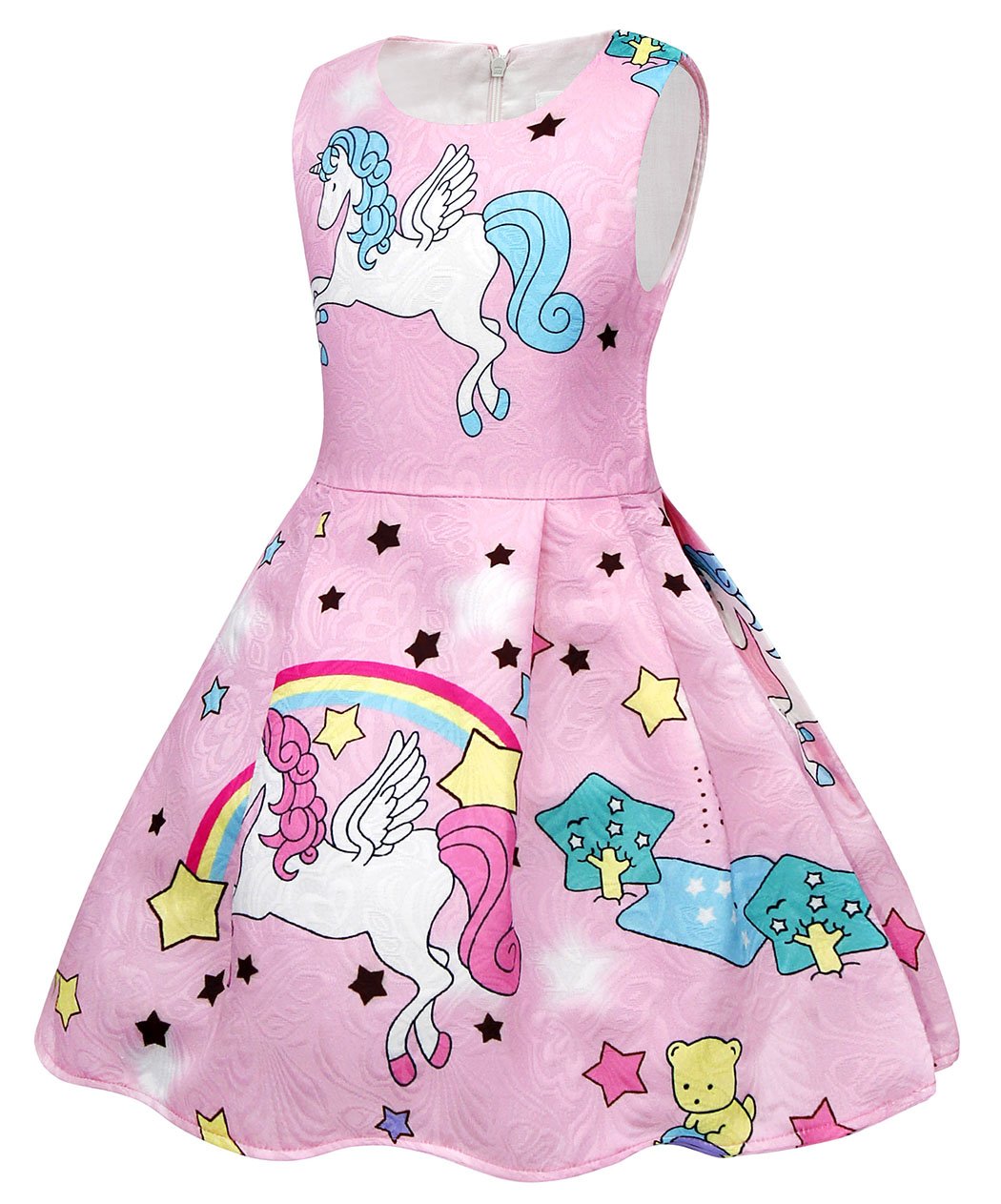 Cotrio Rainbow Unicorn Dress For Little Girls Birthday Party Dress Up