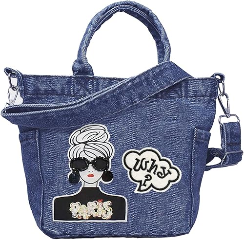 Amazon Co Jp Giselle ショルダーバッグ トートバッグ 2way レディース デニム バッグ 斜めがけ ハンドバッグ かばん カバン ミニ 小さい サイドポケット付 ファスナー ガール インディゴブルー ジュエリー