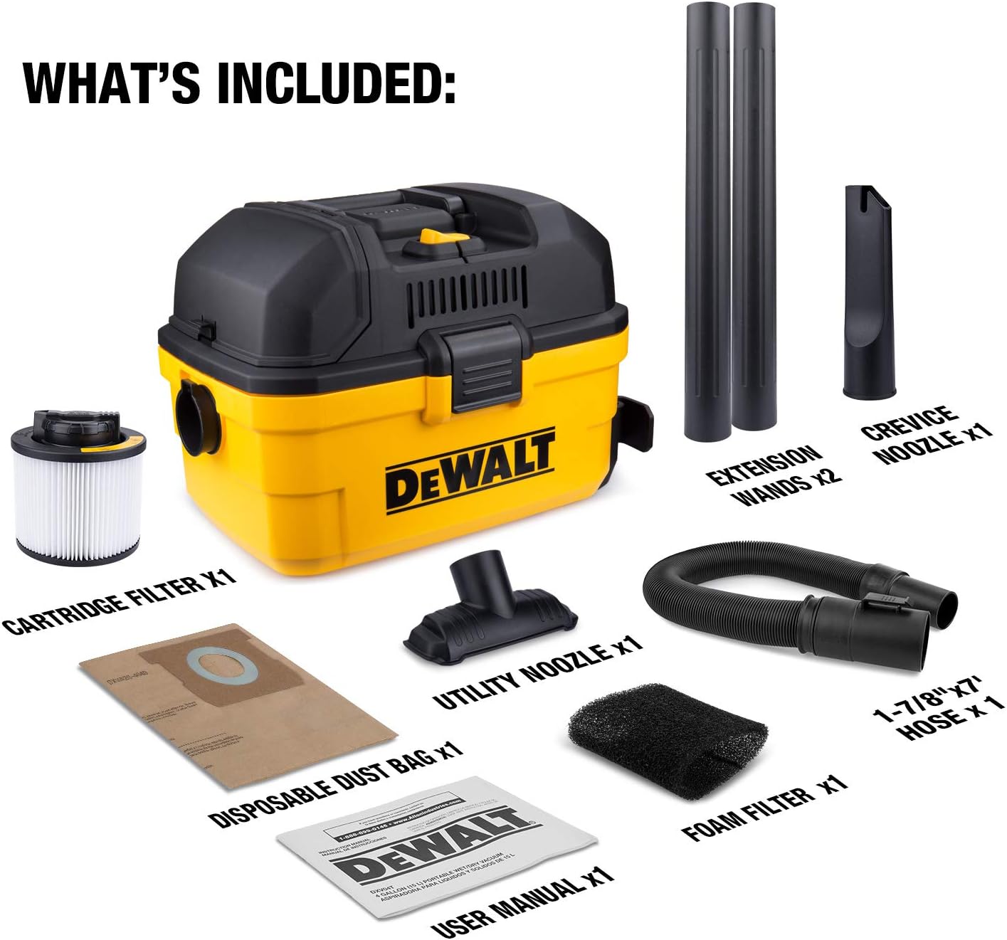 DEWALT DXV04T Portable 4 gallon Wet/Dry Vaccum, Yellow: Industrial & Scientific