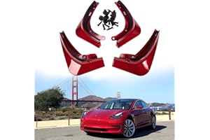 Wocch Mud Flaps for Tesla Model 3 2017-2023 Splash Guards Front Rear Fender Protection Mudflaps No Need to Drill Holes (Set of 4, Red)
