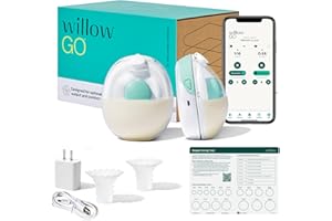 Willow Go - Hands Free Breast Pump - Wearable Breastfeeding Pump - Portable, Electric, Cordless, & 9 Levels of Hospital Grade Suction Strength - Postpartum Essentials - Double Breast Pump