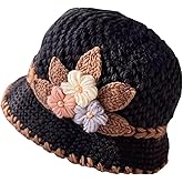 French Thicken Women's Flowers Knitted-Woolen-Hat Fashion Beanie-Hat Lady Crochet-Bucekt-Hat for Winter