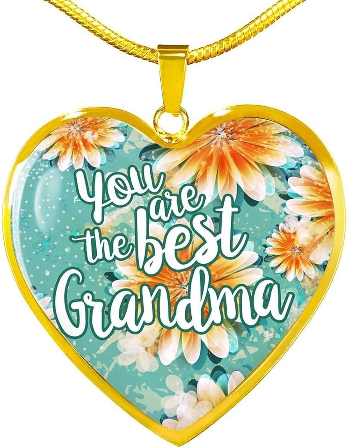 To My Grandma Heart Pendant Necklace With Letter You Are The Best Grandma Family Birthday Gift 