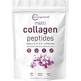 Micro Ingredients Multi Collagen Peptides Powder, 8oz | Type I, II, III, V, X + Biotin, Vitamin C & Hyaluronic Acid | Unflavored | Supports Hair, Skin & Joint Health | Keto, Non-GMO