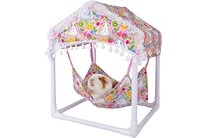 BESNEW Waterproof Guinea Pig Hammock with Stand,Cute Guinea Pig Printed Hammock for Guinea Pigs Bunny Ferret Hamster Hiding Sleeping Activities Bite-Proof Soft and Easy to Clean