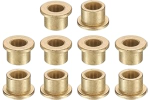 uxcell 10Pcs Flange Sleeve Bearings, 8mm Bore x 12mm OD x 10mm Length, Self-Lubricating Sintered Bronze Bushings