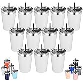 VEGOND 12oz Tumbler Stainless Steel Tumbler bulk Vacuum Insulated Double Wall Travel Tumbler with Lid and Straw Reusable Tumbler, White 12 Pack