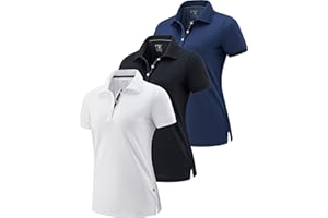 LIBERTY PRO 3 Pack Women's Athletic Dry Fit Polo Shirts, Wicking Short Sleeve Collared Golf T Shirt Tennis Tops