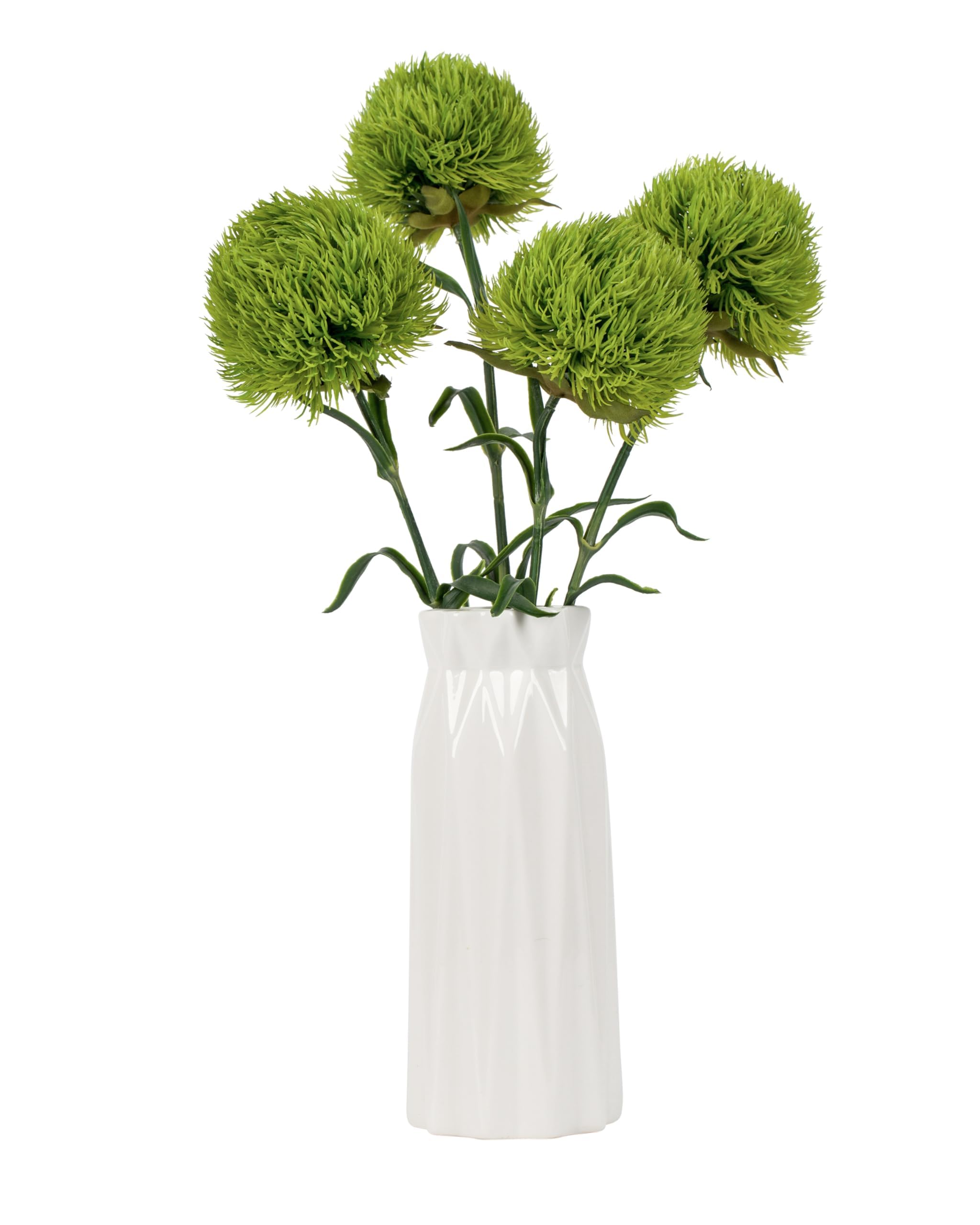 DuHouse 4Pcs Fake Dianthus Artificial Greenery Stem Realistic Green Tricks for Home Kitchen Wedding Courtyard Decoration(Light Green)