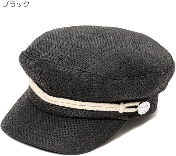 Amazon ノーブランド品 No Brand ブラック ストローキャップ マリン キャスケット マリン帽 春 夏 ボタン ロープ 帽子 服 ファッション小物 通販