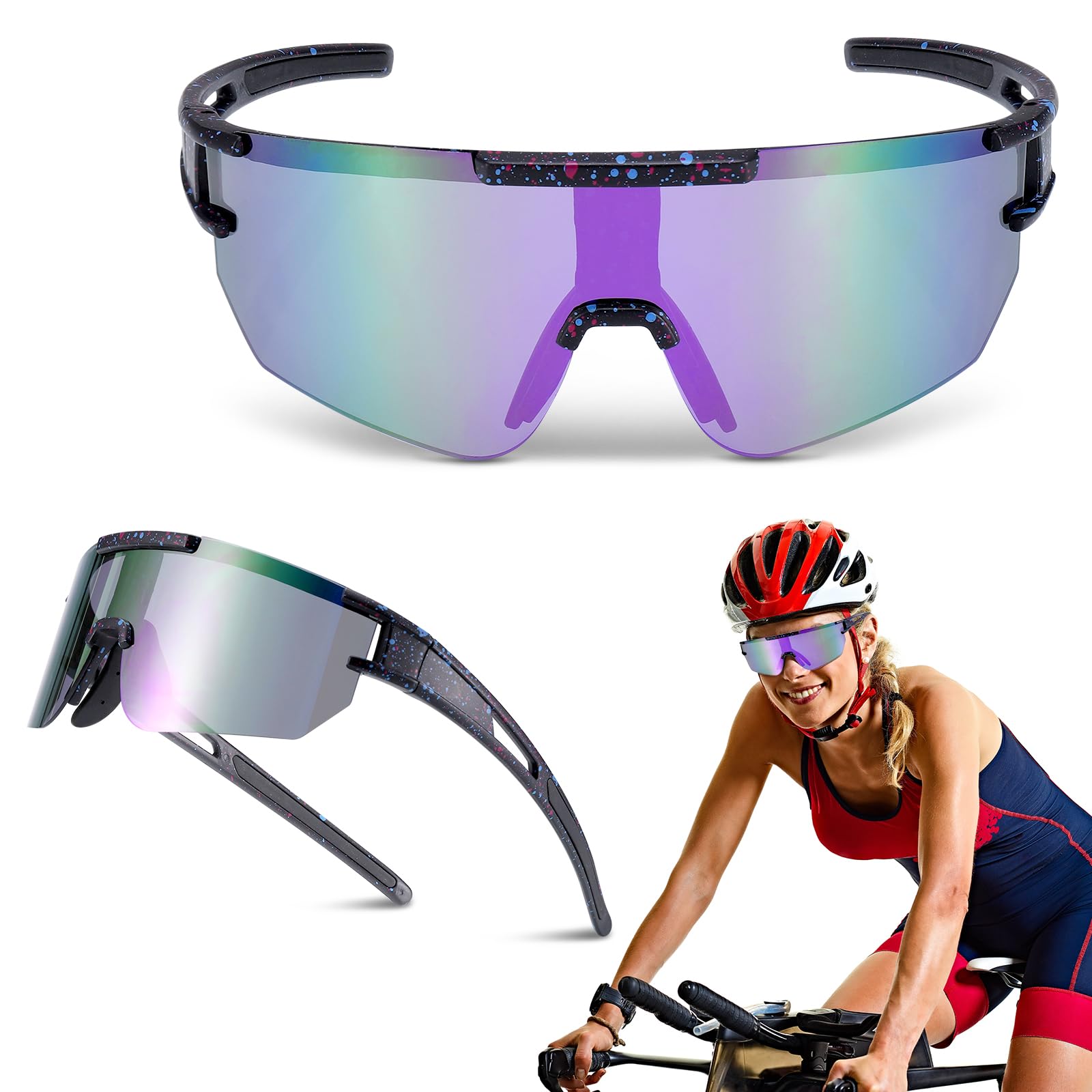 Fentar Cycling Glasses, Polarized Cycling Sunglasses with UV400 Protection and Comfortable Nose Pad, Running Glasses for Men Women, Ultralight Sports Sunglasses for Ski Fishing Hiking