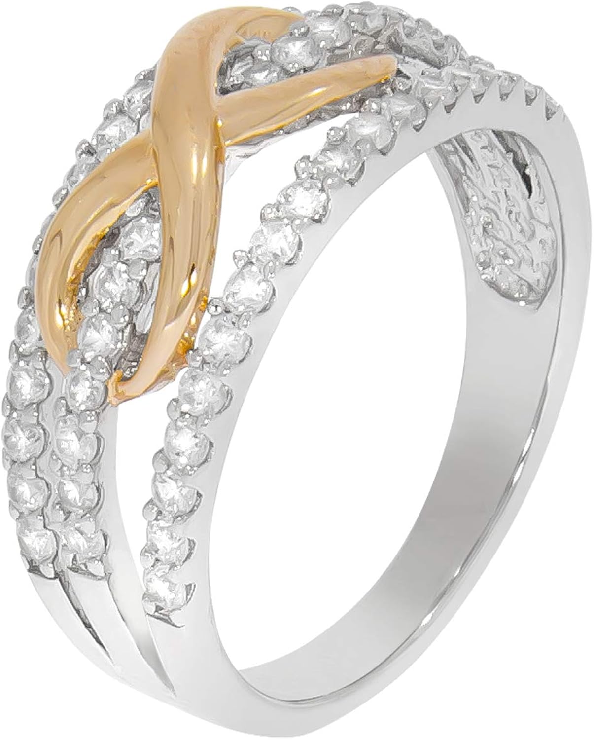 Zeeme Silver Women's Ring 925 Sterling Silver Shiny Zirconia White